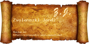 Zvolenszki Jenő névjegykártya