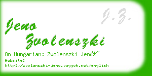 jeno zvolenszki business card